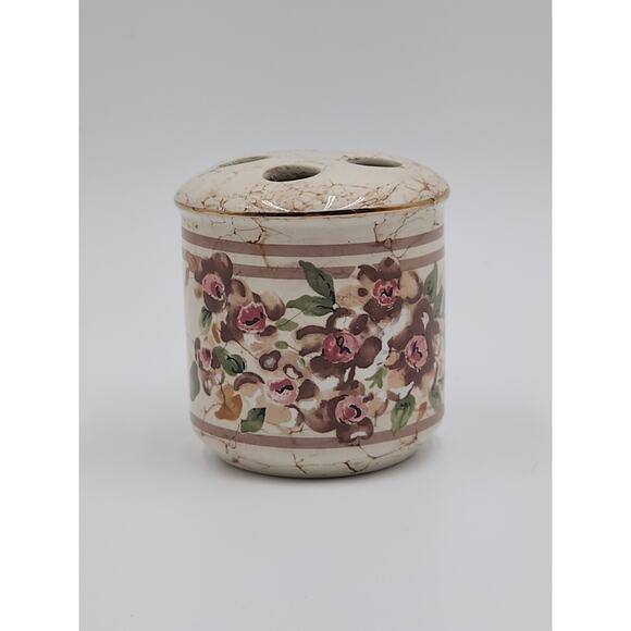 Vintage Croscill Cotswold Roses Toothbrush Holder Shabby Chic - Picture 1 of 9